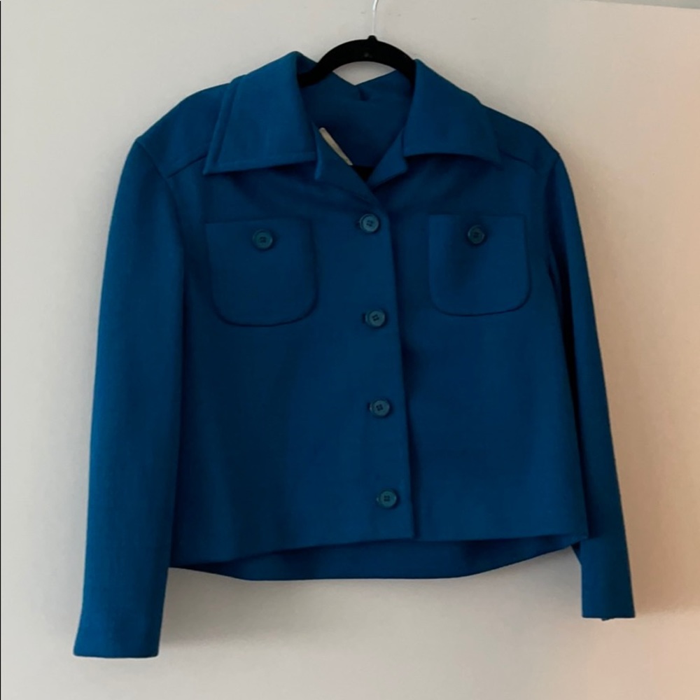 Vintage Teal Cropped Jacket